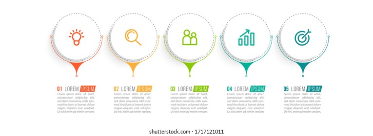 Minimal infographic template design with numbers 5 options or steps.