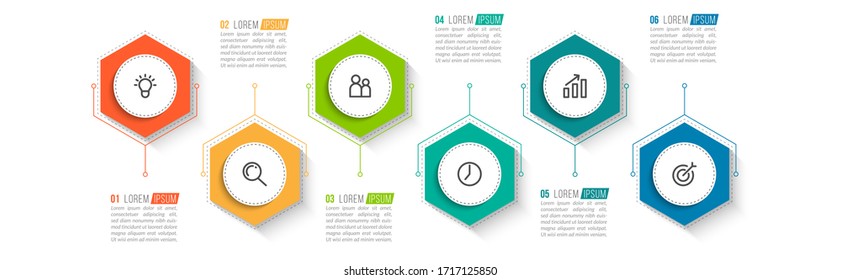 Minimal infographic template design with numbers 6 options or steps.