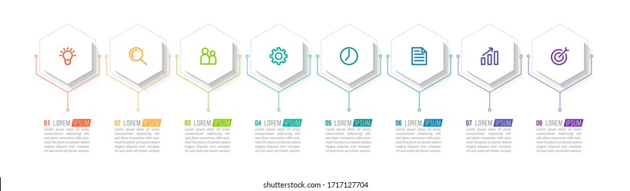 Minimal infographic template design with numbers 8 options or steps.