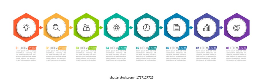 Minimal infographic template design with numbers 8 options or steps.