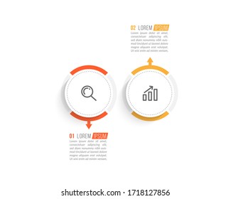 Minimal infographic template design with numbers 2 options or steps.