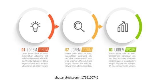 Diseño de plantilla infográfica mínima con números 3 opciones o pasos.