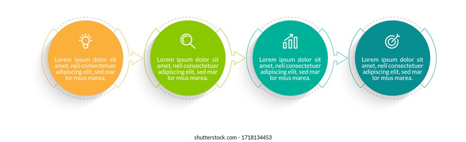 Minimales Infografik-Template-Design mit Optionen oder Schritten der Nummer 4.