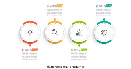 Diseño de plantilla infográfica mínima con números 4 opciones o pasos.