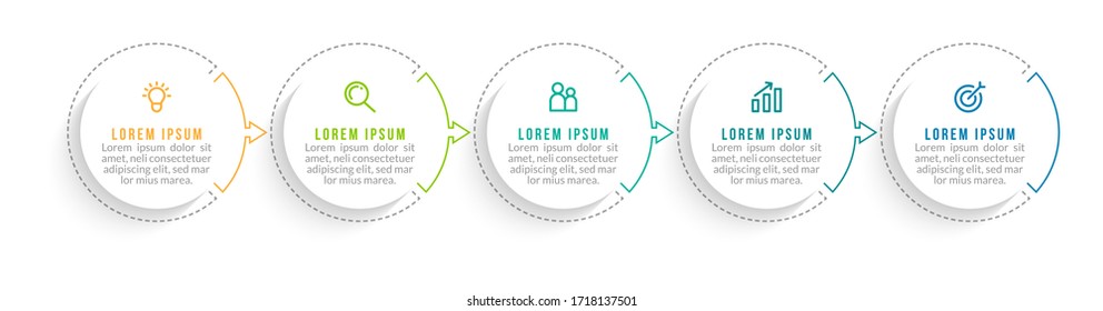 Minimal infographic template design with numbers 5 options or steps.