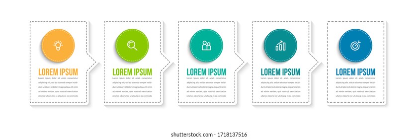 Diseño mínimo de plantillas de infografía con números 5 opciones o pasos.