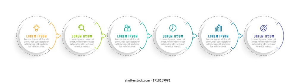 Minimal infographic template design with numbers 6 options or steps.