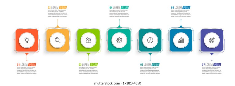Minimales Infografik-Template-Design mit den Optionen 7 oder Schritten.