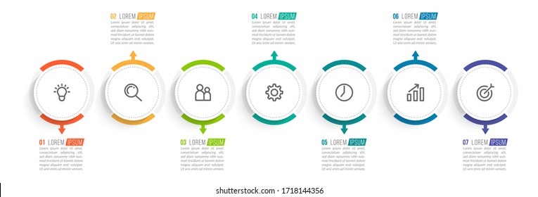 Minimal infographic template design with numbers 7 options or steps.