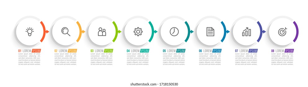 Minimal infographic template design with numbers 8 options or steps.