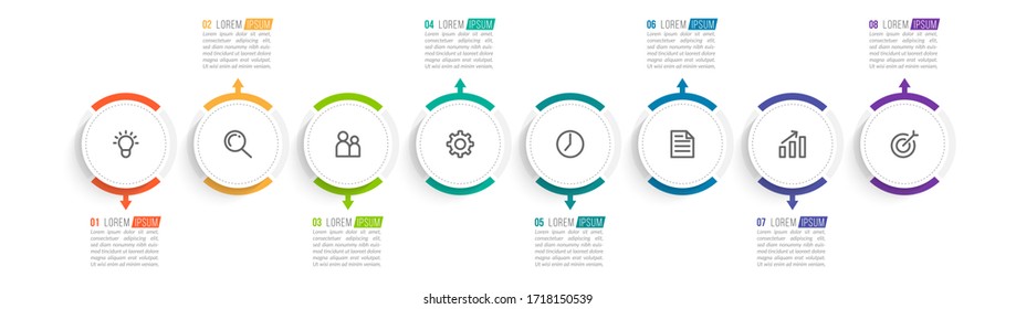 Minimal infographic template design with numbers 8 options or steps.