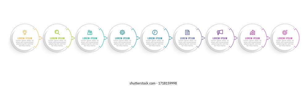 Minimal infographic template design with numbers 9 options or steps.