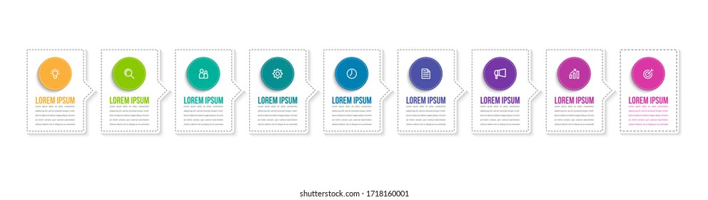 Minimales Infografik-Template-Design mit Optionen oder Schritten der Nummer 9.