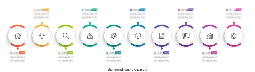 Minimal infographic template design with numbers 10 options or steps.