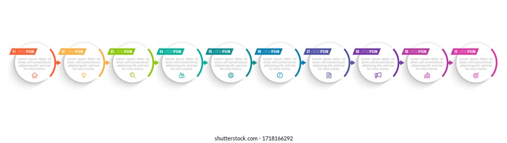 Minimal infographic template design with numbers 10 options or steps.