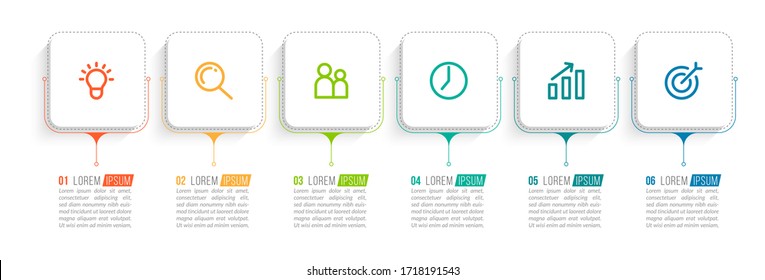 Minimales Infografik-Template-Design mit den Optionen oder Schritten der Nummer 6.