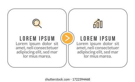 Diseño mínimo de plantillas de infografía con números 2 opciones o pasos.
