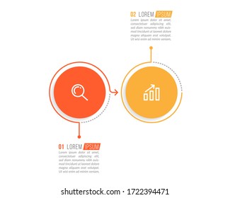 Minimal infographic template design with numbers 2 options or steps.