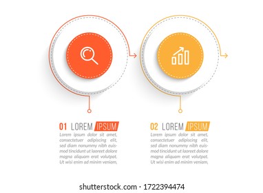 Minimales Infografik-Template-Design mit Zahlen 2 Optionen oder Schritten.