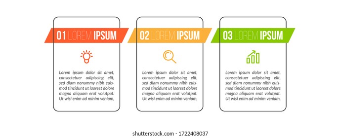 Diseño de plantilla infográfica mínima con números 3 opciones o pasos.