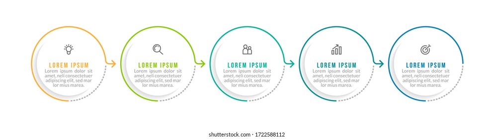 Minimal infographic template design with numbers 5 options or steps.