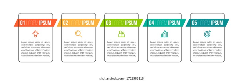 Diseño mínimo de plantillas de infografía con números 5 opciones o pasos.