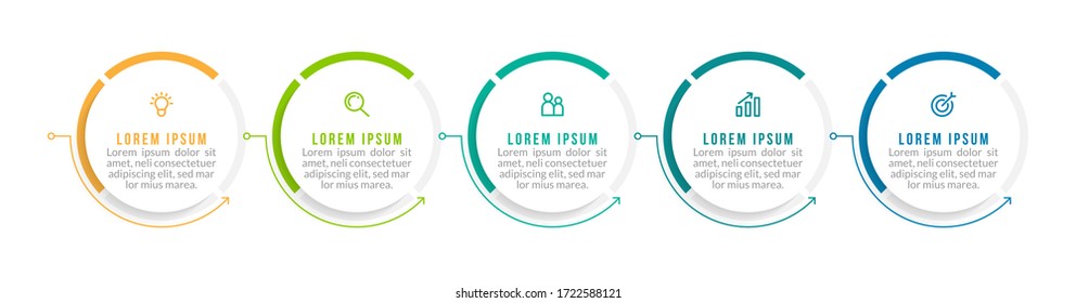 Minimal infographic template design with numbers 5 options or steps.