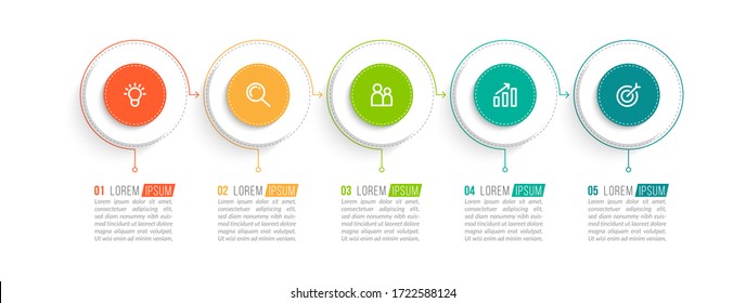Minimal infographic template design with numbers 5 options or steps.