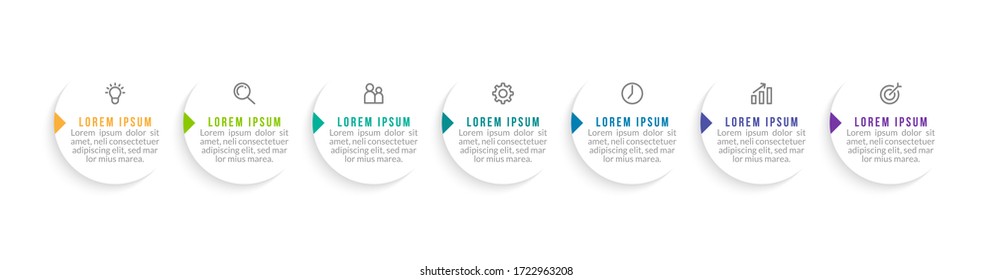 Minimales Infografik-Template-Design mit den Optionen 7 oder Schritten.