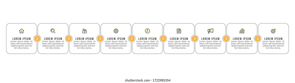 Minimal infographic template design with numbers 9 options or steps.