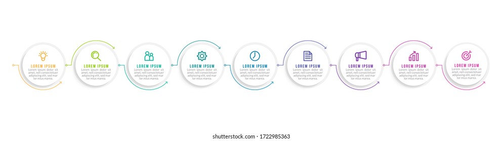 Minimal infographic template design with numbers 9 options or steps.