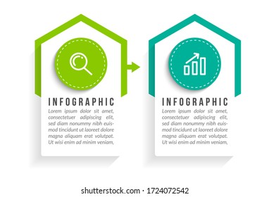 Minimal infographic template design with numbers 2 options or steps.