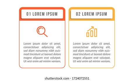 Minimal infographic template design with numbers 2 options or steps.