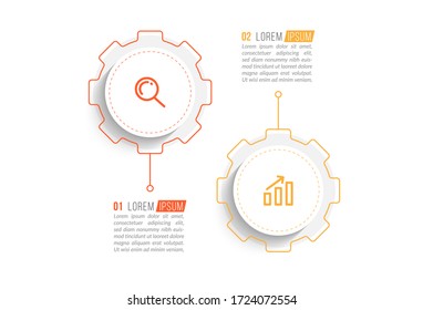Minimal infographic template design with numbers 2 options or steps.
