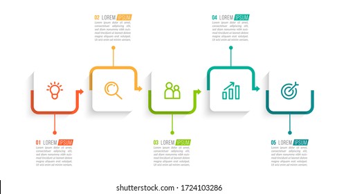 Minimal infographic template design with numbers 5 options or steps.