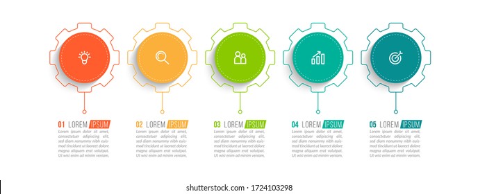 Minimal infographic template design with numbers 5 options or steps.