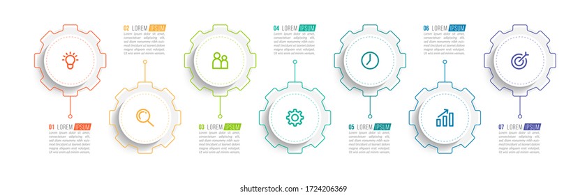 Minimales Infografik-Template-Design mit den Optionen 7 oder Schritten.