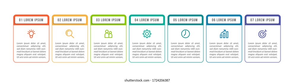 Minimal infographic template design with numbers 7 options or steps.