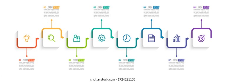 Minimal infographic template design with numbers 8 options or steps.