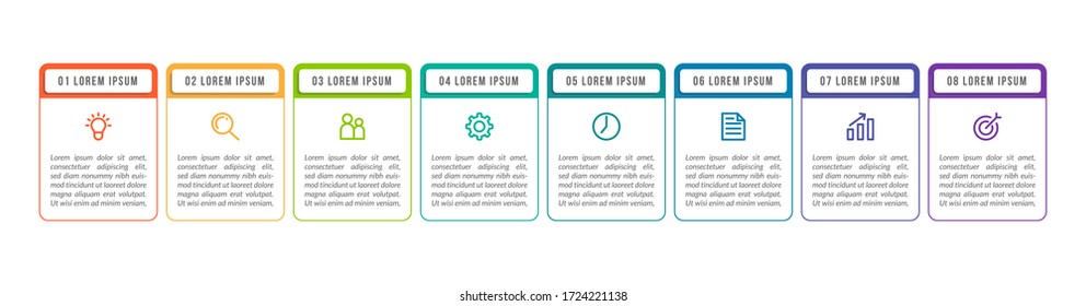 Minimal infographic template design with numbers 8 options or steps.