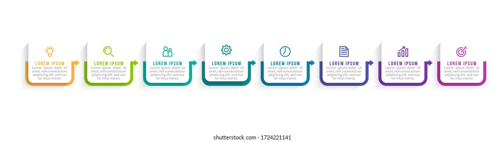 Minimal infographic template design with numbers 8 options or steps.