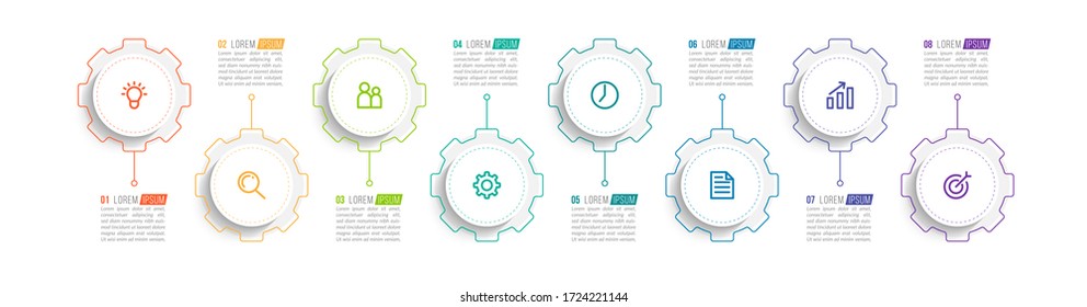 Diseño de plantilla infográfica mínima con números 8 opciones o pasos.