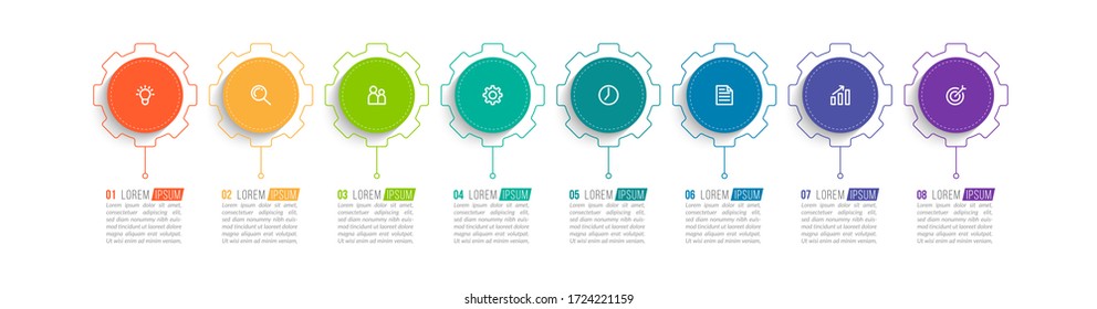 Minimal infographic template design with numbers 8 options or steps.