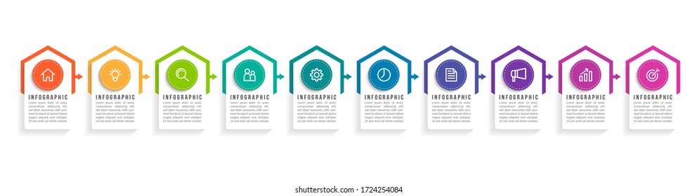 Minimal infographic template design with numbers 10 options or steps.