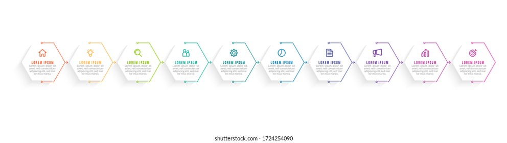 Minimale infografische Vorlagengestaltung mit Zahlen 10 Optionen oder Schritten.