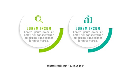 Minimal infographic template design with numbers 2 options or steps.