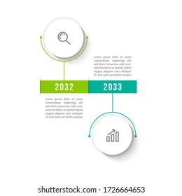 Minimal infographic template design with numbers 2 options or steps.