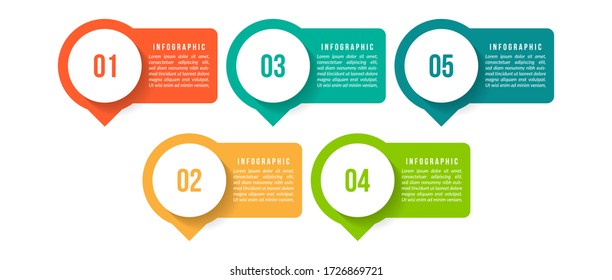 Minimale infografische Vorlagengestaltung mit den Optionen oder Schritten Nummer 5.
