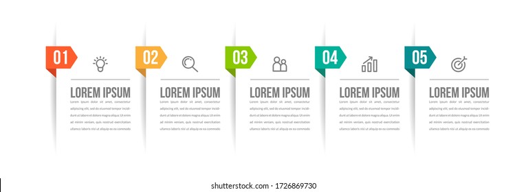 Minimal infographic template design with numbers 5 options or steps.