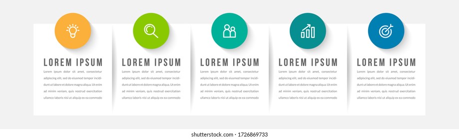 Minimal infographic template design with numbers 5 options or steps.